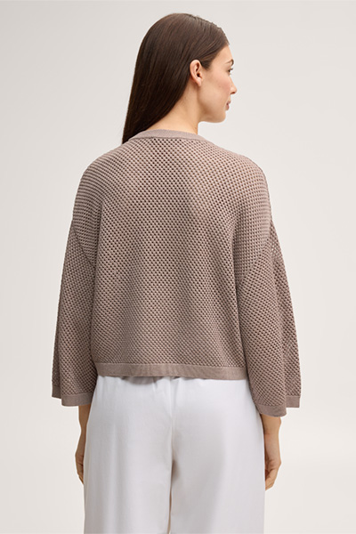 Pull en mélange de viscose texturé, couleur taupe