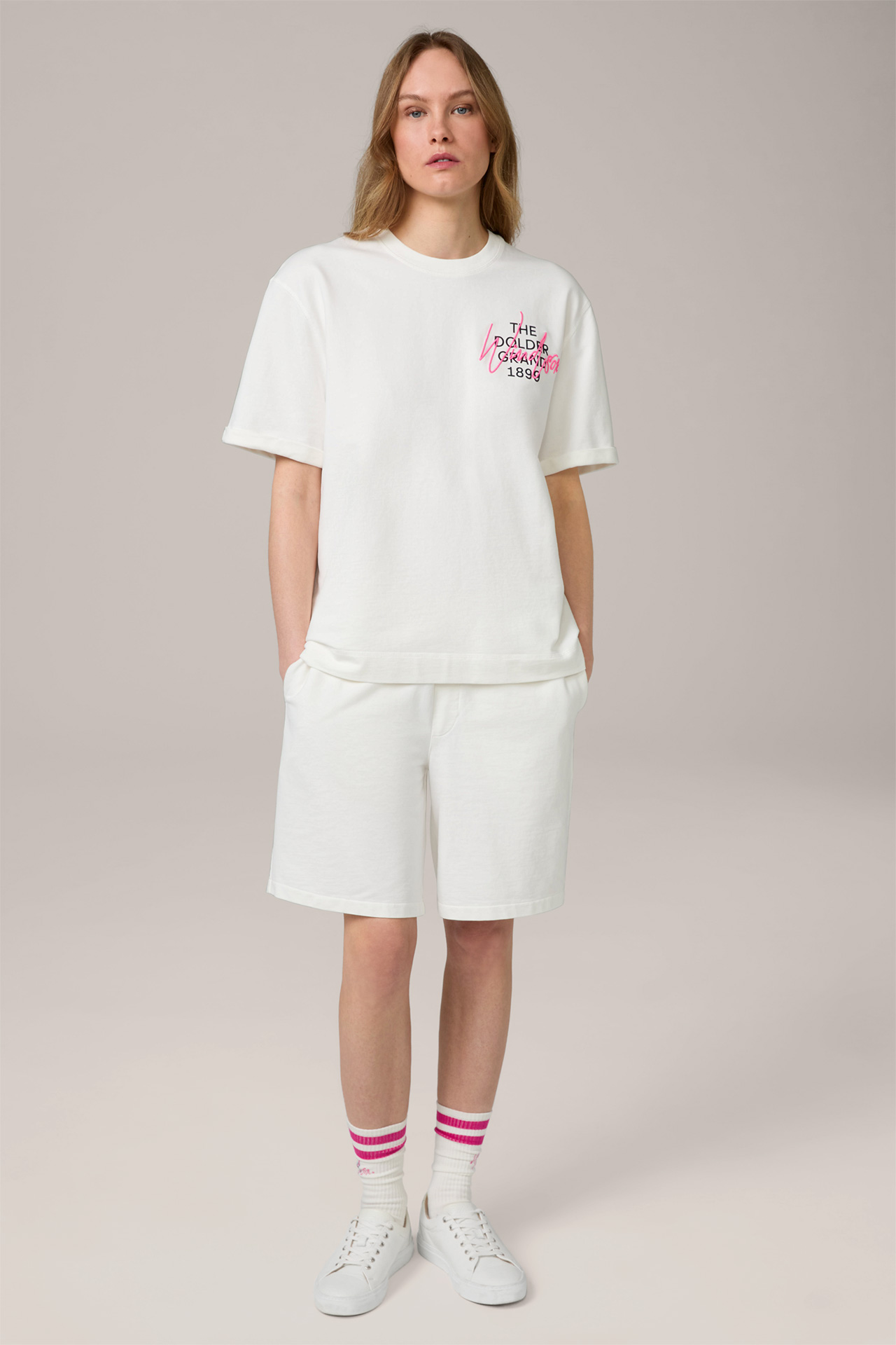 Unisex-Loungewear-Shirt aus Baumwolle in Ecru
