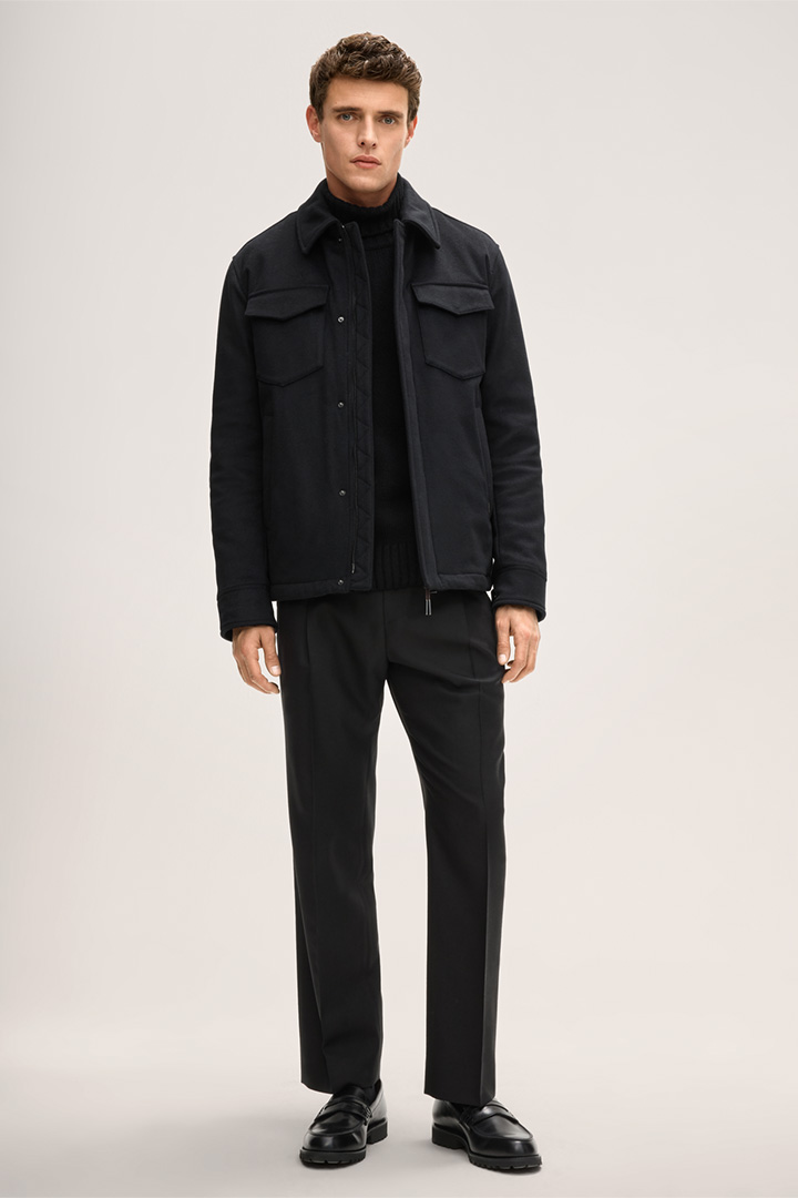 Leads to product detail page "Emilio Wool Blend Jacket with Cashmere in Black"