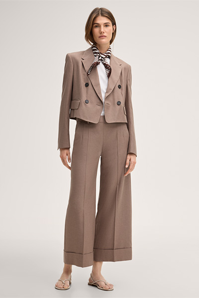 Lyocell double-breasted Spencer blazer in brown