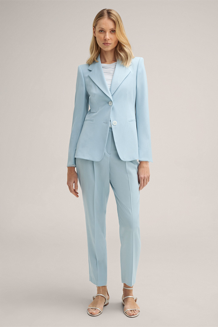 Virgin Wool Gabardine Blazer in Light Blue