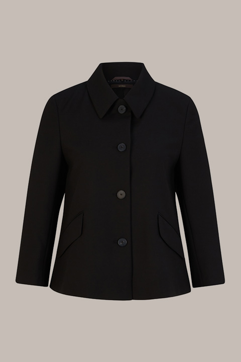 Crêpe Cropped Blazer Jacket in Black