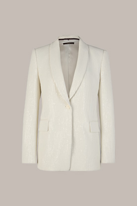 Pailletten-Chiffon-Smokingblazer in Ecru