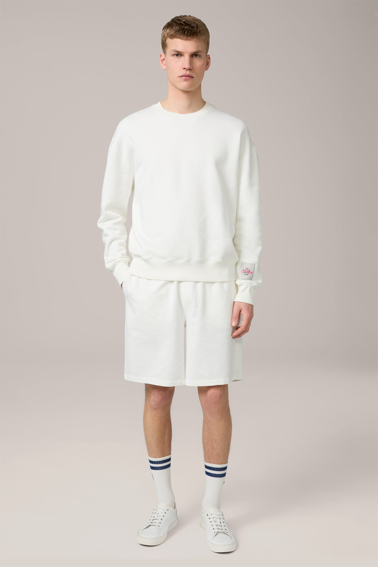 Unisex-Loungewear-Shorts aus Baumwolle in Ecru