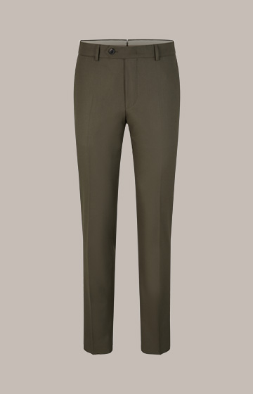 Santios Wool Blend Modular Trousers with Pleated Front in Olive