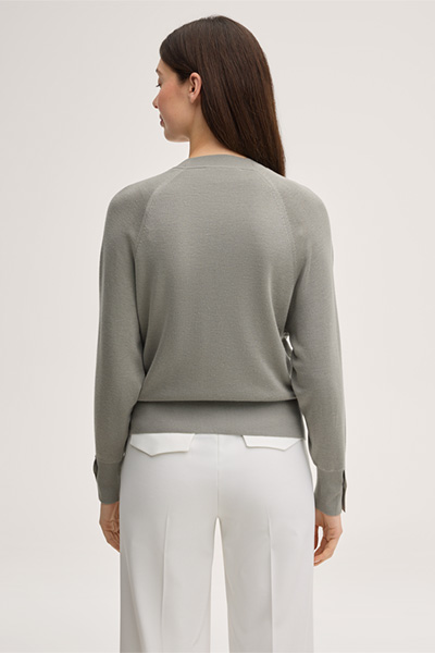 Schurwoll-Seidenmix-Cardigan in Greige