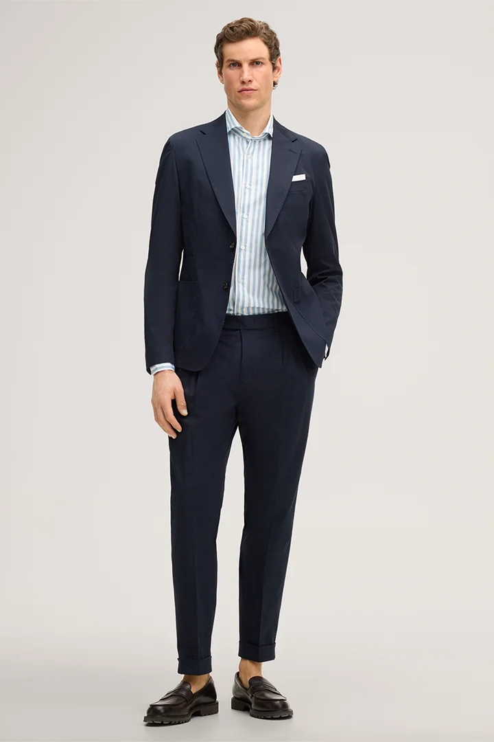 Lano cotton shirt in light blue and white stripes