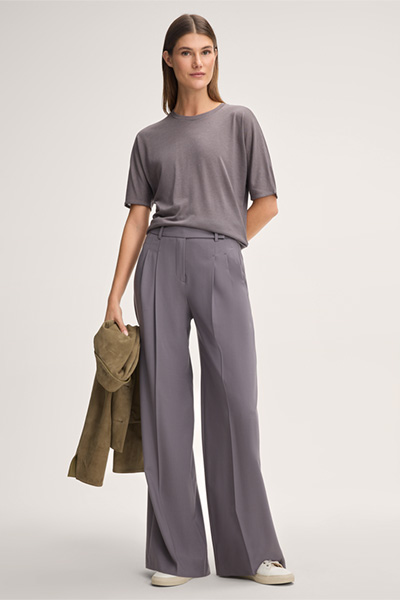 Short-sleeved Lyocell/Cotton Shirt in Mauve