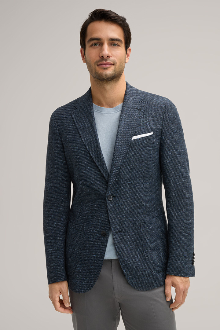 Giro Cotton Blend Jacket with Linen in a Blue Pattern