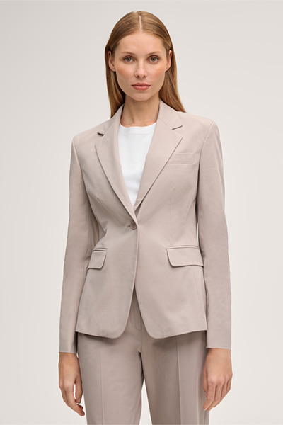Baumwollstretch-Gabardine-Blazer in Taupe