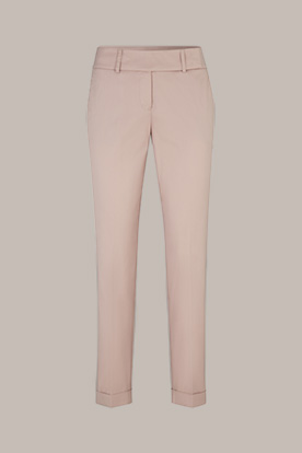 Cotton Stretch Suit Trousers with Turn-Ups in Taupe