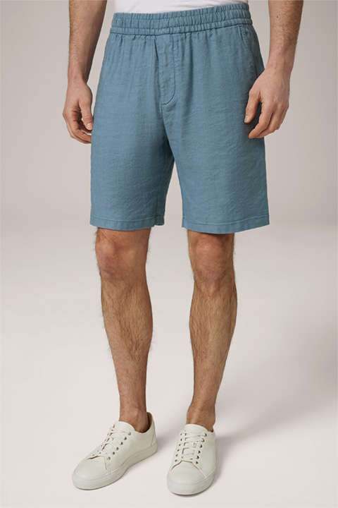 Scurtino Linen Blend Shorts with draw cord in Denim Blue