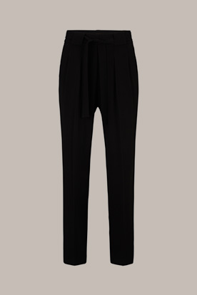 Crêpe Pleat-front Trousers in Black
