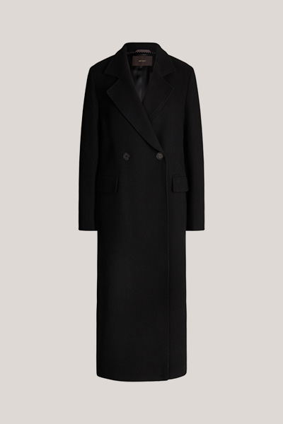 Double-breasted Wool Blend Coat with Cashmere in Black