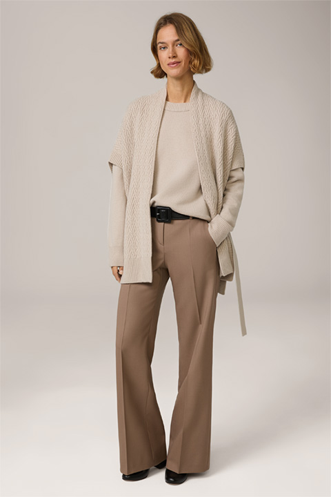 Textured Cashmere Cape in Light Beige