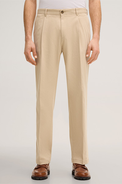 Faso cotton blend trousers with pleats in beige