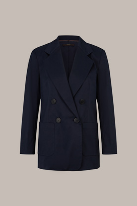 Stretch Cotton Double-Breasted Blazer in Navy