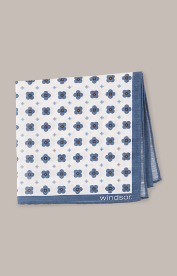 Breast Pocket Handkerchief with Silk in a White and Blue Pattern