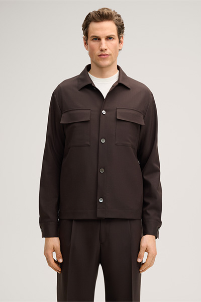 Lavoro Modular Virgin Wool Overshirt in Brown