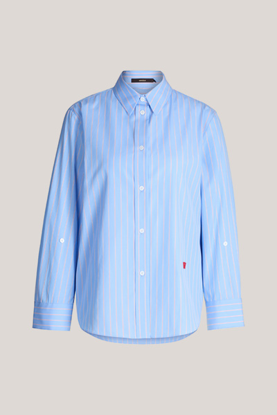 Chemisier en coton à rayures, en bleu clair