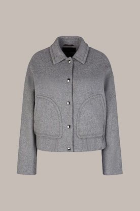 Wool Blend Blouson Jacket with Cashmere in Grey Marl