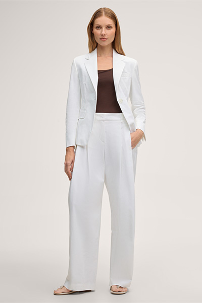 White stretch cotton gabardine blazer