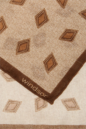 Breast Pocket Handkerchief in Wool in a Beige and Brown Pattern