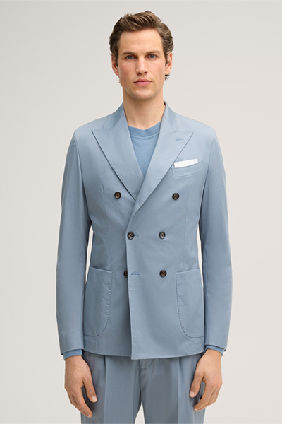 Salerno double-breasted modular suit in light blue cotton blend