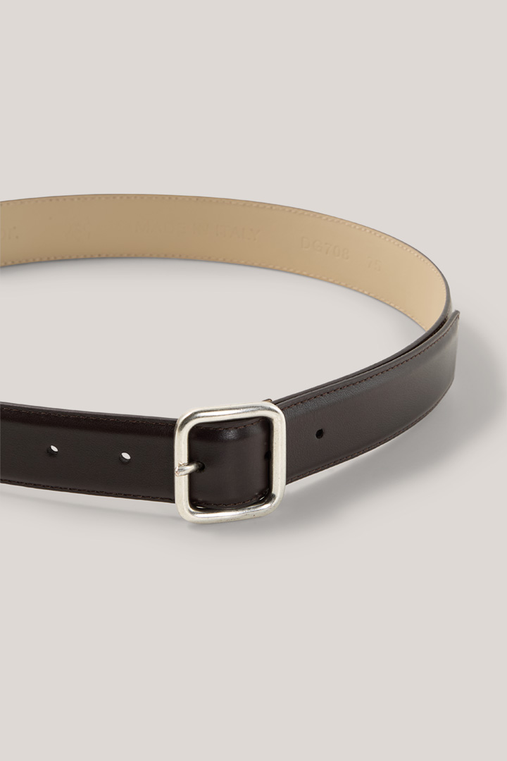 Leads to product detail page "Dark brown nappa leather belt"