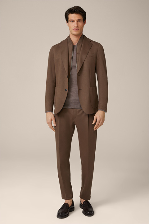 Triest-Floro Modular Wool Jersey Suit in Brown