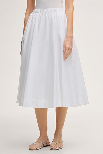 Baumwoll-Midi-Rock in Weiß