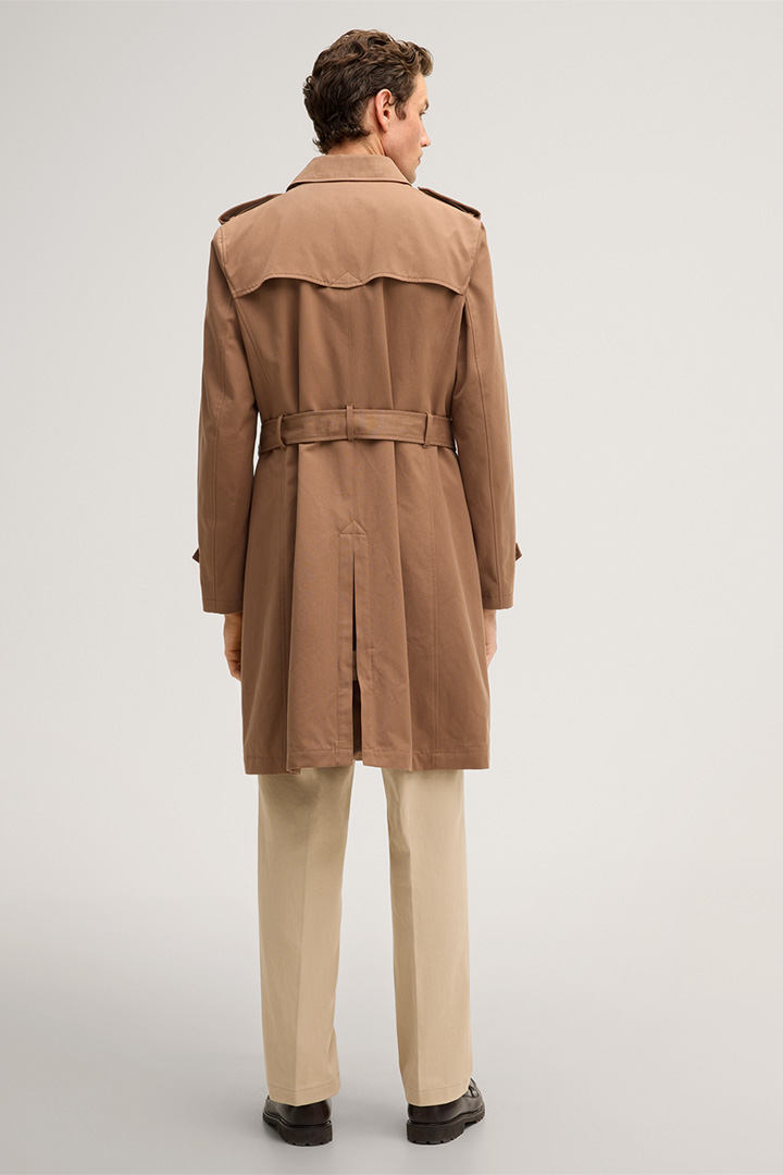 Trento Double-breasted Cotton Trench Coat in Camel