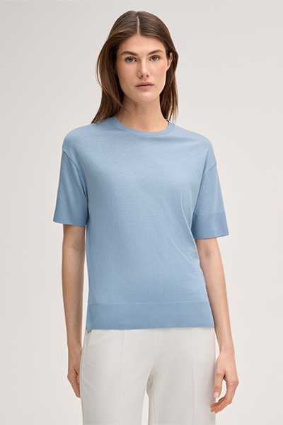 T-shirt en coton Lyocell bleu clair