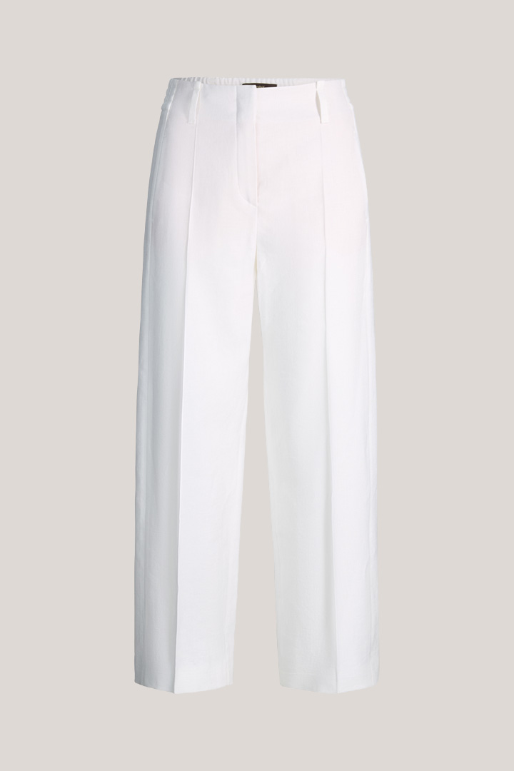 Führt zu Produktdetailseite „Leinenstretch-Bundfaltenhose in Weiß"