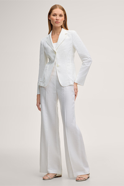 Leinenstretch-Blazer in Weiß