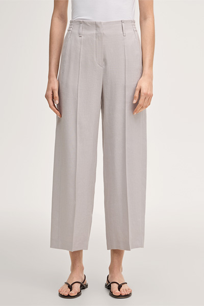 Pantalon à pinces en lin stretch beige