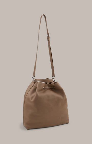 Sac seau en cuir nappa, en marron