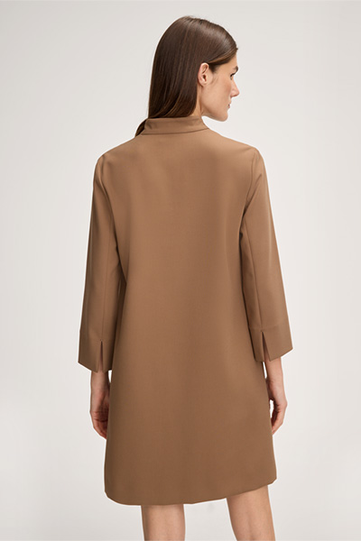 Crêpe-Kleid in A-Linie in Braun