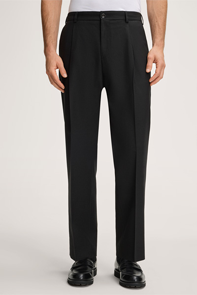 Francos Virgin Wool Modular Trousers with Pleats in Black