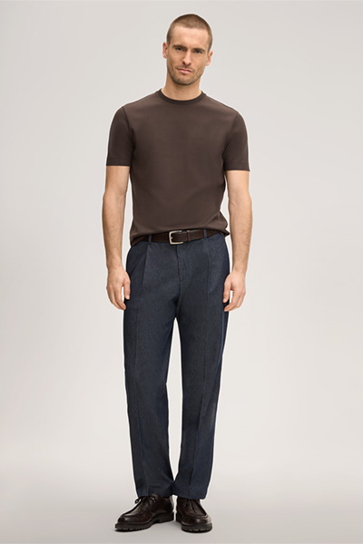 Baumwollmix-Hose Faso mit Bundfalte in Denim Dunkelblau