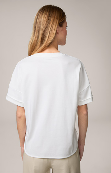 Baumwoll-Interlock Halbarm-Shirt in Weiß