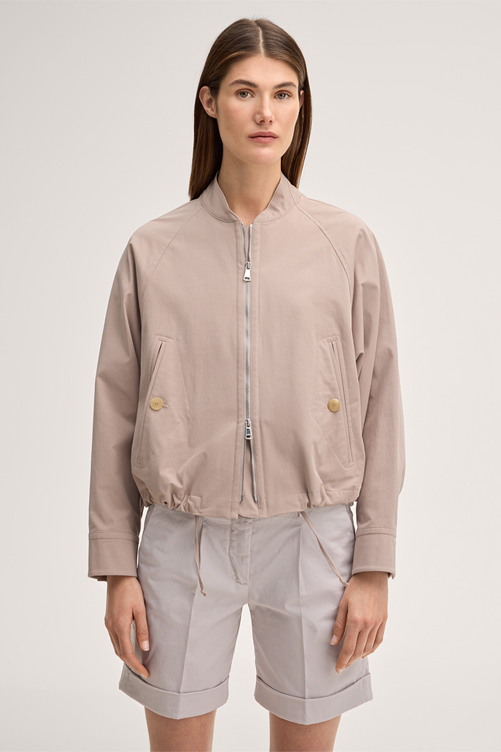 Leads to product detail page "Cotton stretch gabardine jacket with zip in taupe"