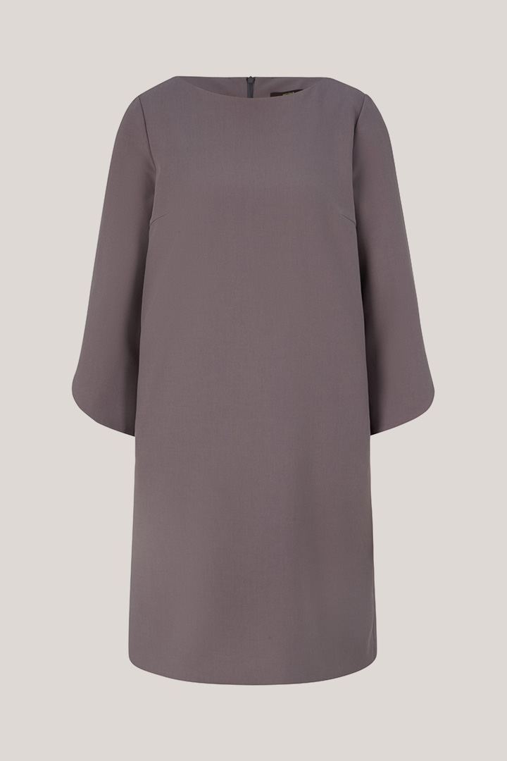 Crêpe-Eggshape-Kleid mit U-Boot Kragen in Grau