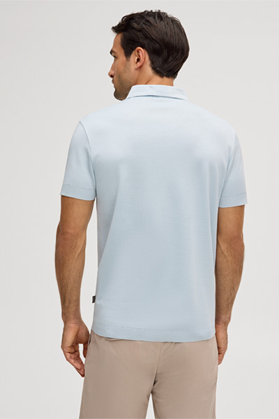 Floro cotton polo shirt in light blue