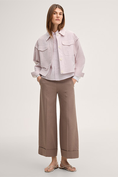 Popeline-Baumwoll-Hemdbluse in Rosé