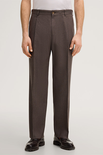 Pantalon à pinces Francos en laine vierge mélangée, en marron