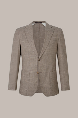 Giro Modular Cotton Blend Jacket with Wool and Linen in a Brown and Beige Pattern