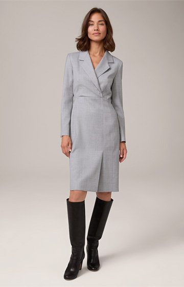 Flannel Blazer Dress in Light Grey