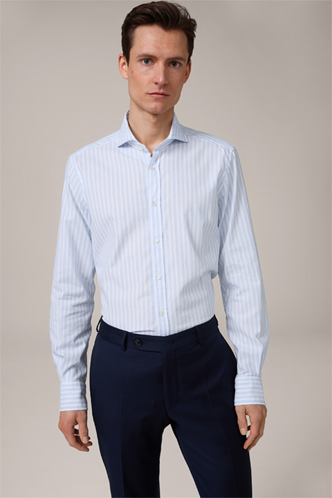 Trivo Cotton Shirt in Light Blue and White Stripes