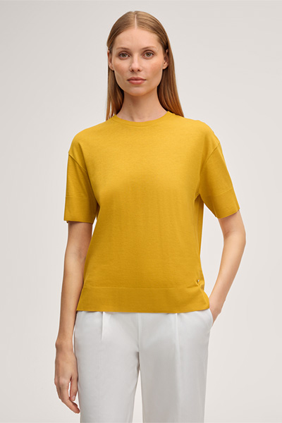 Lyocell-Baumwoll T-Shirt in Gelb